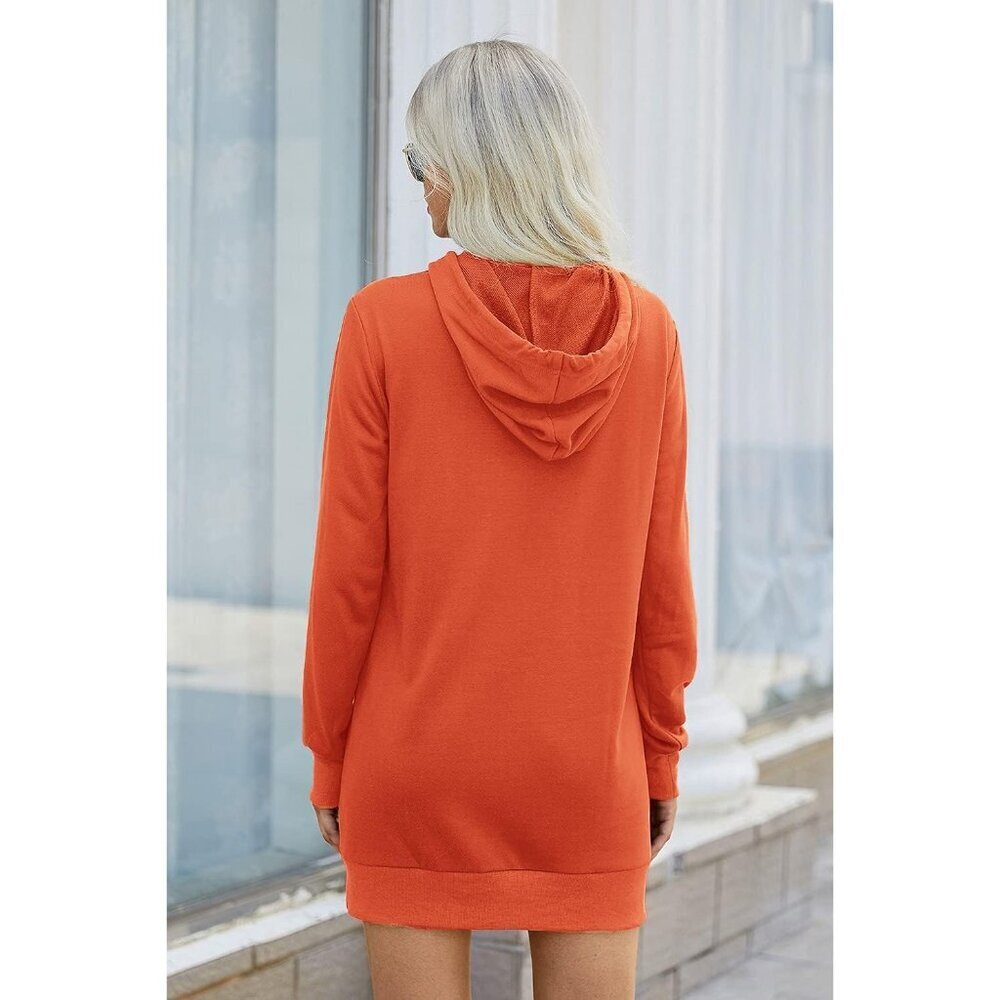 Women's Casual Hoodie Dress Lightweight Long Sleeve Pullover for Fall - Picture 5 of 5